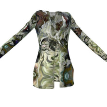 将图片加载到图库查看器,Abstract Fluid Lines of Movement Muted Tones High Fashion Custom Ladies Cardigan With Pockets by The Photo Access