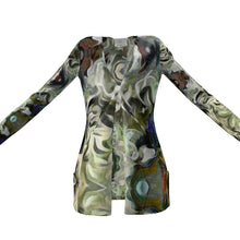 将图片加载到图库查看器,Abstract Fluid Lines of Movement Muted Tones High Fashion Custom Ladies Cardigan With Pockets by The Photo Access