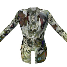 将图片加载到图库查看器,Abstract Fluid Lines of Movement Muted Tones High Fashion Custom Ladies Cardigan With Pockets by The Photo Access