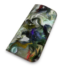 将图片加载到图库查看器,Abstract Fluid Lines of Movement Muted Tones Leather Glasses Case by The Photo Access