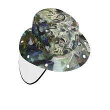 将图片加载到图库查看器,Abstract Fluid Lines of Movement Muted Tones Bucket Hat with Visor by The Photo Access
