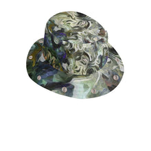 将图片加载到图库查看器,Abstract Fluid Lines of Movement Muted Tones Bucket Hat with Visor by The Photo Access