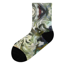 Load image into Gallery viewer, Abstract Fluid Lines of Movement Muted Tones High Fashion Custom Socks by The Photo Access
