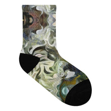 Load image into Gallery viewer, Abstract Fluid Lines of Movement Muted Tones High Fashion Custom Socks by The Photo Access