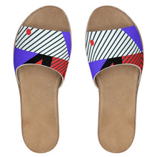 Load image into Gallery viewer, Neo Memphis Patches Stickers Womens Leather Sliders by The Photo Access
