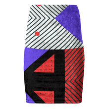 Load image into Gallery viewer, Neo Memphis Patches Stickers Pencil Skirt by The Photo Access