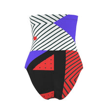 Load image into Gallery viewer, Neo Memphis Patches Stickers Strapless Swimsuit by The Photo Access