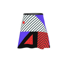Cargar imagen en el visor de la galería, Neo Memphis Patches Stickers Flared Skirt by The Photo Access