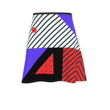 Cargar imagen en el visor de la galería, Neo Memphis Patches Stickers Flared Skirt by The Photo Access