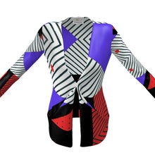 将图片加载到图库查看器,Neo Memphis Patches Stickers Ladies Cardigan With Pockets by The Photo Access
