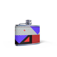Load image into Gallery viewer, Neo Memphis Patches Stickers Leather Wrapped Hip Flask by The Photo Access