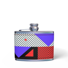 Load image into Gallery viewer, Neo Memphis Patches Stickers Leather Wrapped Hip Flask by The Photo Access