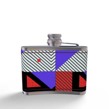 Load image into Gallery viewer, Neo Memphis Patches Stickers Leather Wrapped Hip Flask by The Photo Access