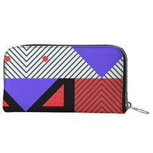 Load image into Gallery viewer, Neo Memphis Patches Stickers Leather Zip Wallet by The Photo Access