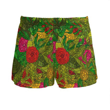 Load image into Gallery viewer, Hand Drawn Floral Seamless Pattern Ladies Silk Pajama Shorts by The Photo Access