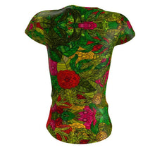 Load image into Gallery viewer, Hand Drawn Floral Seamless Pattern Ladies Cut and Sew T-Shirt by The Photo Access