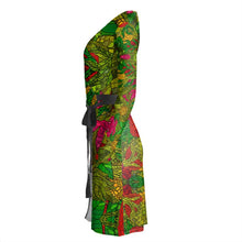 Load image into Gallery viewer, Hand Drawn Floral Seamless Pattern Wrap Dress by The Photo Access