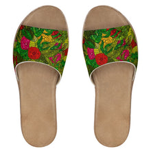 Load image into Gallery viewer, Hand Drawn Floral Seamless Pattern Womens Leather Sliders by The Photo Access
