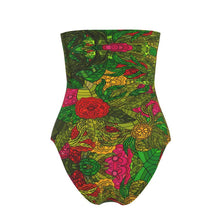 Load image into Gallery viewer, Hand Drawn Floral Seamless Pattern Strapless Swimsuit by The Photo Access