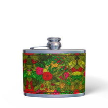 将图片加载到图库查看器,Hand Drawn Floral Seamless Pattern Leather Wrapped Hip Flask by The Photo Access