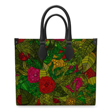 Load image into Gallery viewer, Hand Drawn Floral Seamless Pattern Leather Shopper Bag by The Photo Access