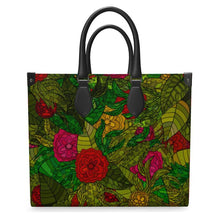 Load image into Gallery viewer, Hand Drawn Floral Seamless Pattern Leather Shopper Bag by The Photo Access