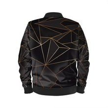 Load image into Gallery viewer, Abstract Black Polygon with Gold Line Mens Bomber Jacket by The Photo Access