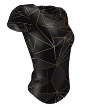 Load image into Gallery viewer, Abstract Black Polygon with Gold Line Ladies Cut and Sew T-Shirt by The Photo Access