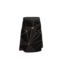 Load image into Gallery viewer, Abstract Black Polygon with Gold Line Skirt by The Photo Access
