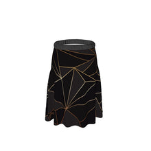 Load image into Gallery viewer, Abstract Black Polygon with Gold Line Skirt by The Photo Access