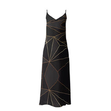 Load image into Gallery viewer, Abstract Black Polygon with Gold Line Slip Dress by The Photo Access