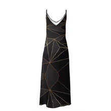 Load image into Gallery viewer, Abstract Black Polygon with Gold Line Slip Dress by The Photo Access