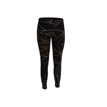 将图片加载到图库查看器,Abstract Black Polygon with Gold Line Leggings by The Photo Access