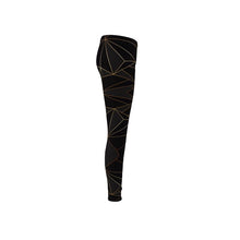 将图片加载到图库查看器,Abstract Black Polygon with Gold Line Leggings by The Photo Access