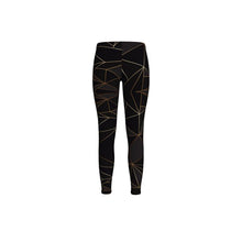 将图片加载到图库查看器,Abstract Black Polygon with Gold Line Leggings by The Photo Access