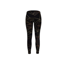 将图片加载到图库查看器,Abstract Black Polygon with Gold Line Leggings by The Photo Access