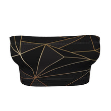 Load image into Gallery viewer, Abstract Black Polygon with Gold Line Bandeau Tops by The Photo Access