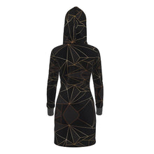 Load image into Gallery viewer, Abstract Black Polygon with Gold Line Hoody Dress by The Photo Access