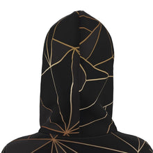Load image into Gallery viewer, Abstract Black Polygon with Gold Line Hoody Dress by The Photo Access
