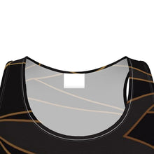 Load image into Gallery viewer, Abstract Black Polygon with Gold Line Skater Dress by The Photo Access