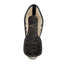 将图片加载到图库查看器,Abstract Black Polygon with Gold Line Ladies Wedge Espadrilles by The Photo Access
