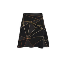 Load image into Gallery viewer, Abstract Black Polygon with Gold Line Flared Skirt by The Photo Access
