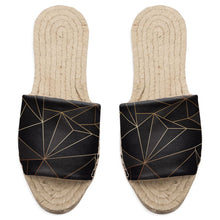 Load image into Gallery viewer, Abstract Black Polygon with Gold Line Sandal Espadrilles by The Photo Access