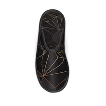 将图片加载到图库查看器,Abstract Black Polygon with Gold Line Slippers by The Photo Access