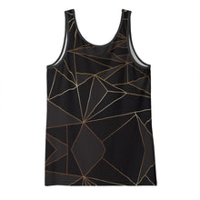 将图片加载到图库查看器,Abstract Black Polygon with Gold Line Ladies Tank Top by The Photo Access