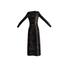 将图片加载到图库查看器,Abstract Black Polygon with Gold Line Ladies Cardigan by The Photo Access