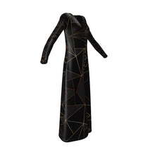 将图片加载到图库查看器,Abstract Black Polygon with Gold Line Ladies Cardigan by The Photo Access