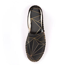 Load image into Gallery viewer, Abstract Black Polygon with Gold Line Espadrilles by The Photo Access