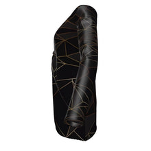 将图片加载到图库查看器,Abstract Black Polygon with Gold Line Ladies Cardigan With Pockets by The Photo Access