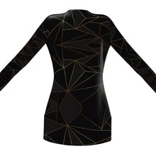 将图片加载到图库查看器,Abstract Black Polygon with Gold Line Ladies Cardigan With Pockets by The Photo Access